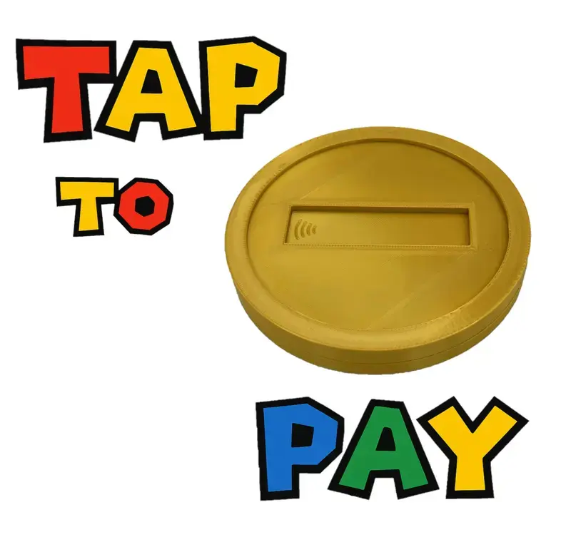 Mario Coin Super Mario 3D Printed Tap-to-Pay Coin  Contactless/ Card Holder Retro Gold Coin,NFC Payment, Secure Hidden Slot Credit Card Protector Sleeve, Nostalgic Gamer Gift for Daily Commute & Shopping, Vintage Gold