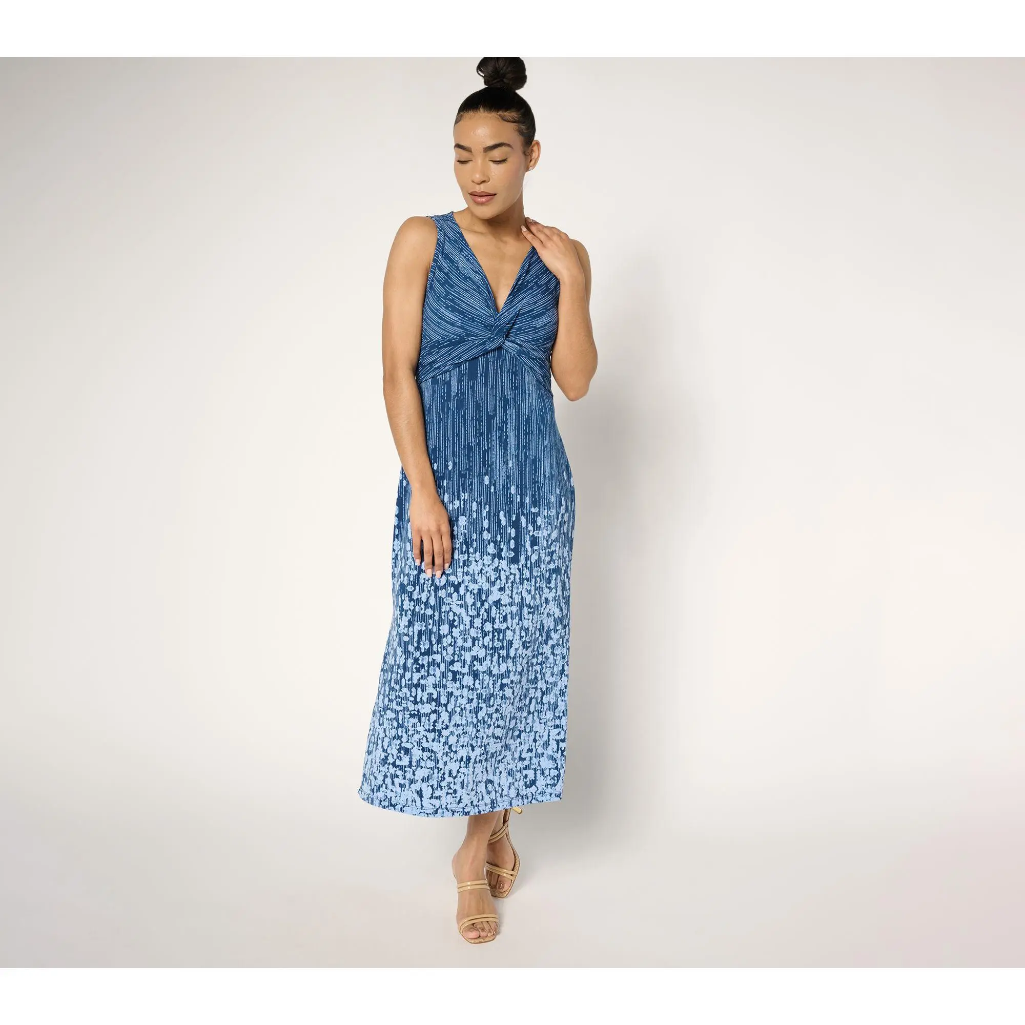 Dennis Basso Regular Italia Knit Twist Front Printed Dress