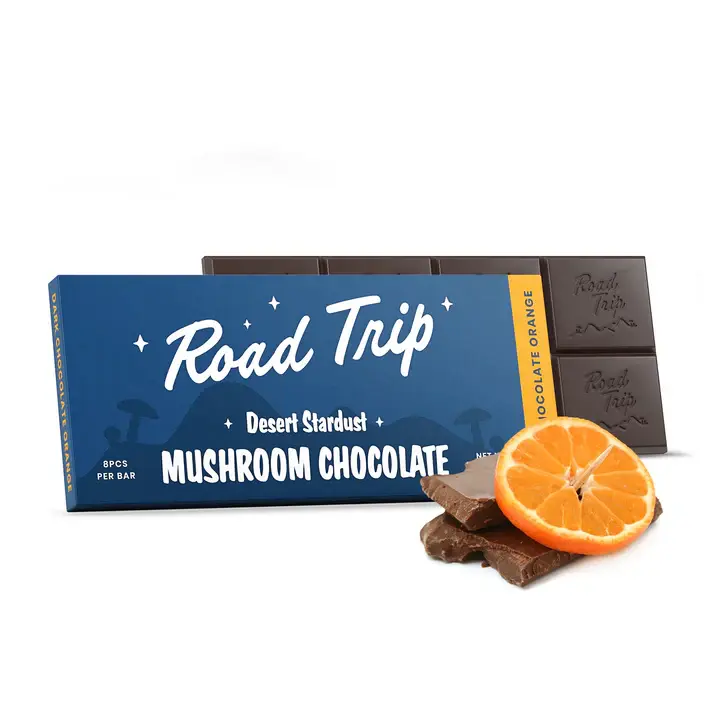 Road Trip Mushroom Chocolate Bar Dark Chocolate Orange 1 Ct For Enhanced Energy & Focus