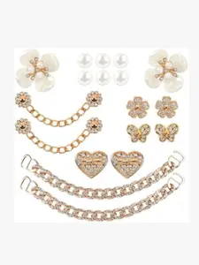 18-Piece Sparkling Shoe Charm Set, Pearl Flower & Crystal Rhinestone Accessories, Perfect for Women's Wooden Sole Shoes, Party & Birthday Decorations