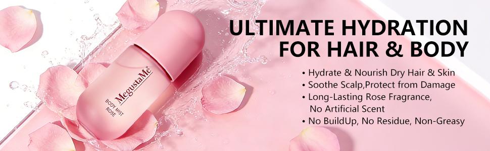 MegustaMe Hair & Body Mist Duo - Blushing Rose + Cotton Candy - 2-in-1 Natural Spray - Vegan Cruelty-Free - Travel-Friendly - Refreshes Hair & Skin Between Washes - No Buildup, Non-Greasy