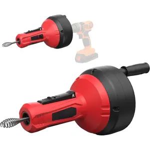 Drain Auger, Auto Feed Plumbing Snake Clog Remover for Unclog Sink Drain 3/4"-2" Pipe, 16 Ft Snake Hair Drain Clog Remover Cleaner Tools Manually or  for Shower, Bathtub, Kitchen, Sink