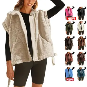 Women??s Warm Sherpa Fleece Vest Casual Cozy Sleeveless Button Down Sherpa Jacket Outerwear with Pockets