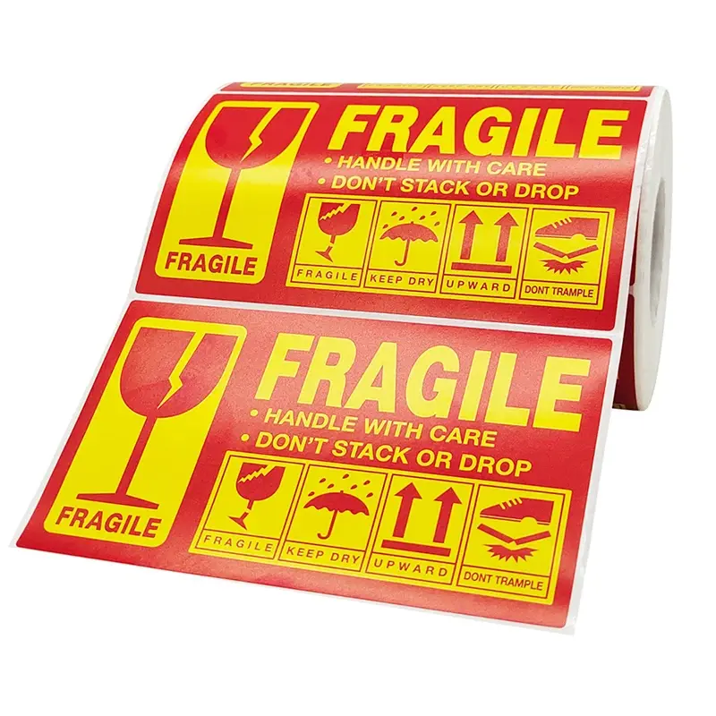 Juvenixs 2x3 in Fragile Labels for Shipping & Moving, Please Handle with Care, 600-Count Roll Pack (Office Stationery Shipping Supplies)