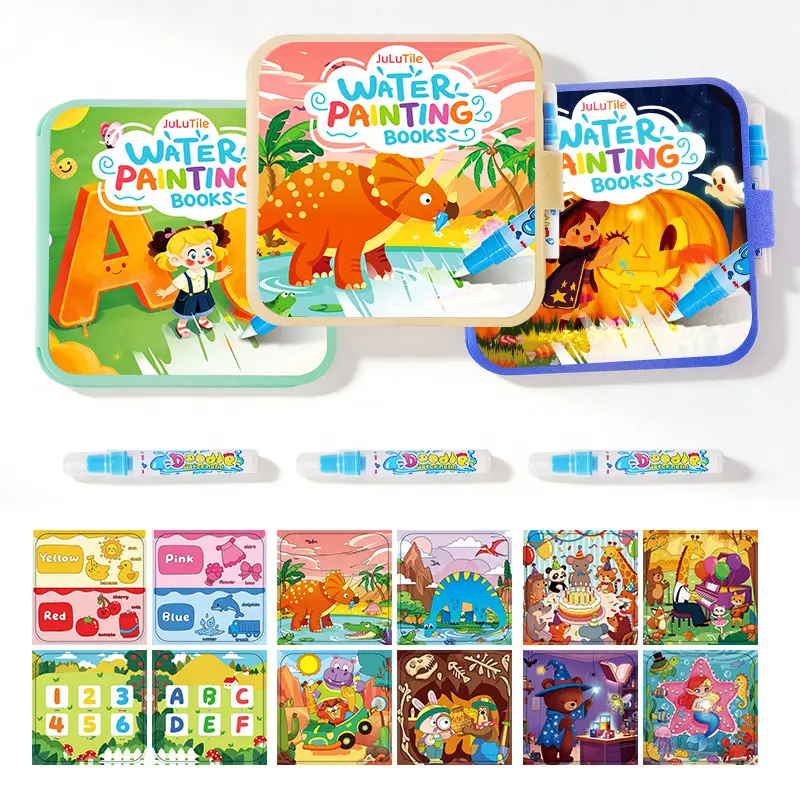 Magic Water Painting Book with Pen - Reusable Fun Kids' Coloring Pad, Learning Through Play Montessori Educational Toy, Interactive Sketchbook for Age 3-6 Toddlers, Art for Kids Crafting Gift, No-Mess TikTok Viral Toy