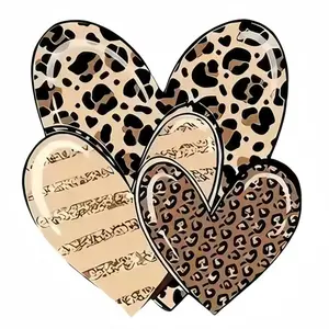 4 heart-shaped design iron-on transfers - Large size DIY heat transfer DTF stickers, Crafts, washable and durable PVC material, suitable for T-shirts, masks, jeans, backpacks.