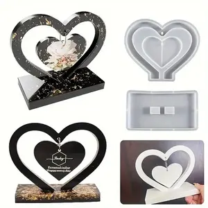 Heart-shaped resin silicone casting mold, used for DIY epoxy resin crafts, creative Valentine's Day gifts, DIY photo heart-shaped silicone mold, suitable for home decoration, wedding decoration, and graduation ceremonies, Diy With Charms