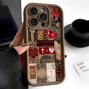 Leopard Print Christian Bible Verse TPU Case for iPhone 17 Pro Max 16 16e 15 14 Plus 13 12 Mini 11 Air X XS Straight Edge Drop-Resistant Rugged Durable Cover Shell Valentine's Day Gift 2D printing