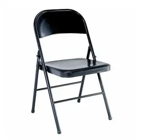 stays All-Steel Metal Folding Chair, Double Braced, Black