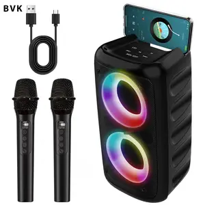 MOS-3317 Wireless Bluetooth-compatible Speaker, Portable Karaoke System, TF Card/USB/aux Input, RGB Lights, Ideal for Parties and Camping