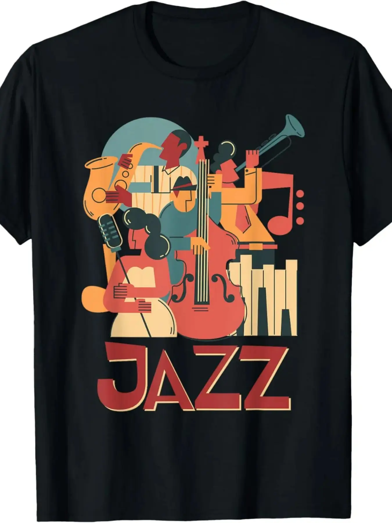 Men's  Women's Jazz Orchestra Stage Performance T- unisex soft cotton short sleeve t shirt, vintage graphic casual tee for men women teens, perfect birthday holiday gift for camping travel gym daily street  wear