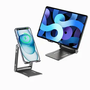 Cell Phone Stand, Angle Height Adjustable Cell Phone Station with Silicon Pad for Desk Fully Forldable Mobile Phone Holder for All Mobile Phones