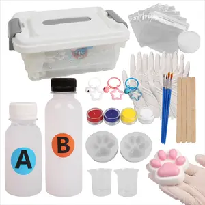 Taba Squishy DIY Making Kit 180Z AB Silicone Mallow Putty Texture, All-in-One Set with Paw & Animal Molds, Pigment Dye, Tools, Stress Relief Craft Gift for Beginners & Girls