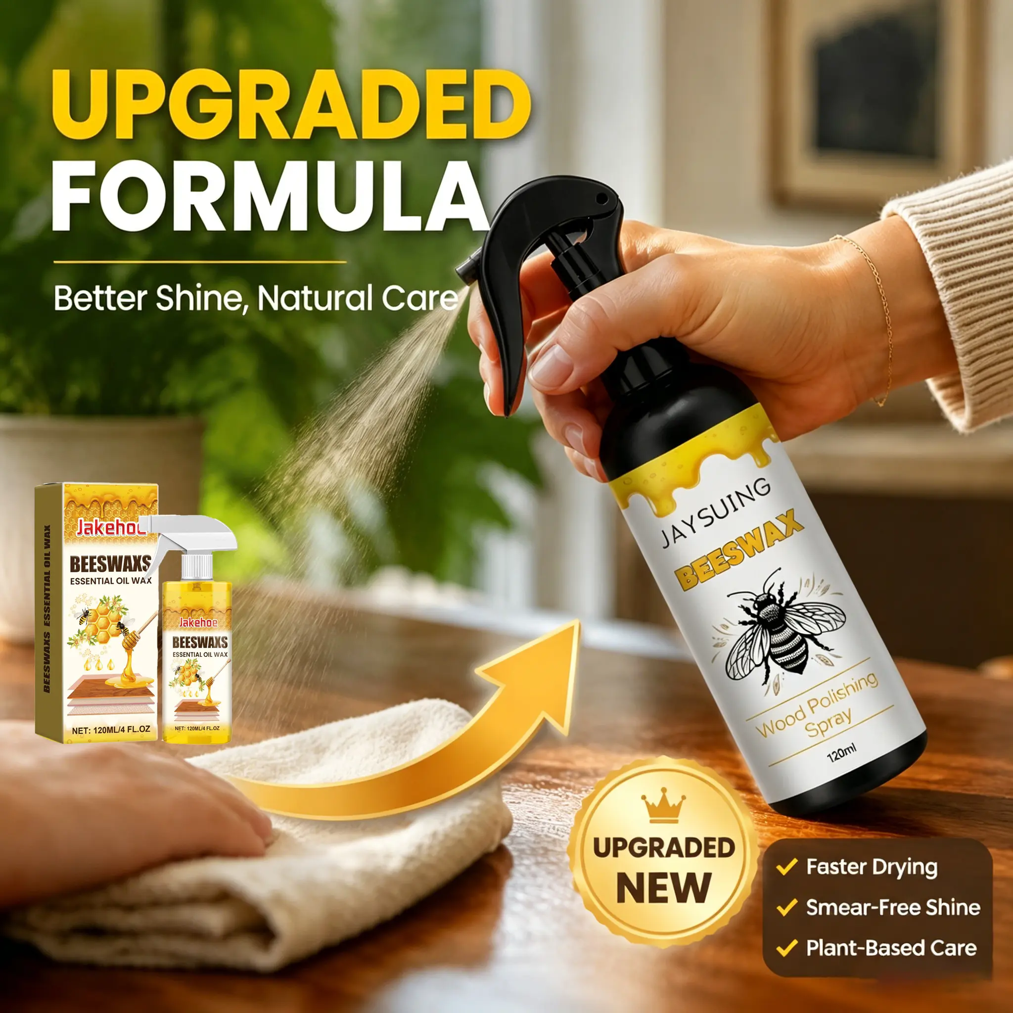 Beeswax Wood Polish Spray Furniture Polish Wood Restorer Scratch Remover Furniture Repair Wax Wood Conditioner Shine Enhancer Cabinet Hardwood Floor Care Protective Coating Wood Renewal