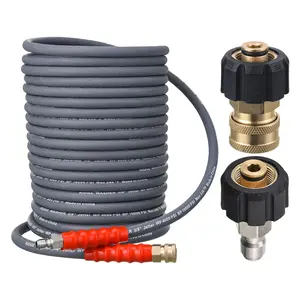 RIDGE WASHER Pressure Washer Hose 50 Feet X 3/8 Inch for Hot and Cold Water, with M22 14mm to 3/8 Inch Quick Connect, 4000 PSI, ChristmasGift