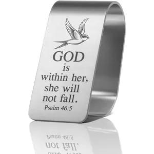 God is Within Her  Visor Clip, Psalm 46:5  Verse Engraved Stainless Steel  Accessories, Guardian Angel Visor Clip for Daughter Son, Christmas Christian Gifts for  Driver Family