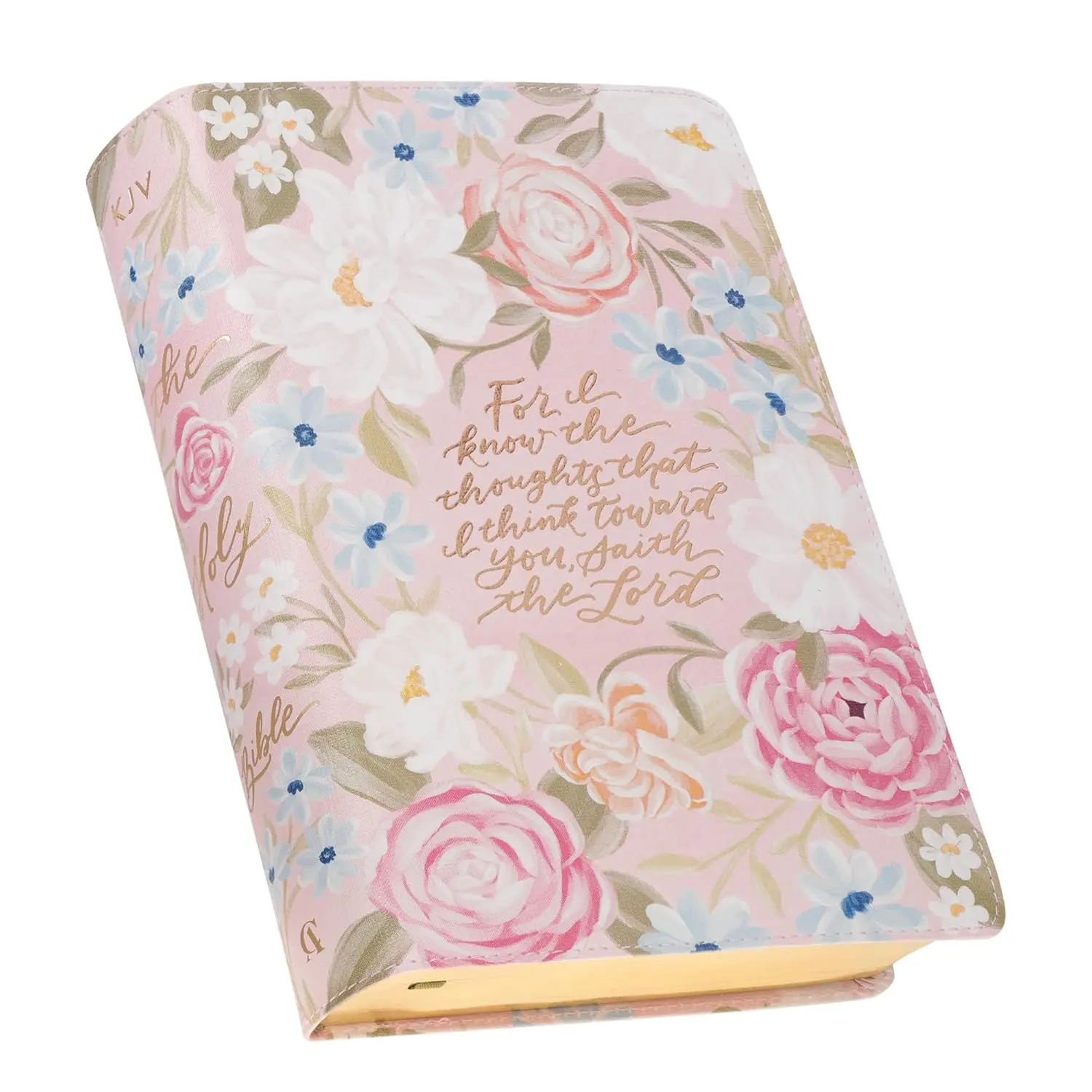 Unabridged KJV Holy Bible - English King James Version, 14 pt. Giant Large Print, Red Letter Edition (Highlights Jesus), Thumb Index Tabs, Ribbon Marker, Vegan Leather Pink Floral Cover, Giftable for Readers, Gentle on Eyes