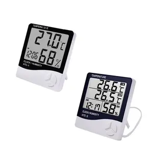 LCD Electronic Digital Temperature Humidity Meter HTC-1 HTC-2 Indoor Outdoor Weather Station Clock with 1.5m Cable for In-Outdoor Use Device with Large Display Memory Alarm and USB Connectivity Lights - Smartphones, Digital Lcd