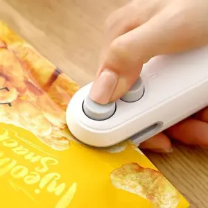 2026 New Upgraded Version  Mini Snack Bag Sealer Machine Rechargeable 2 in 1 with Cutter Keeps Food Fresh White Plastic Electric Heat Sealer Ideal for Selling Bags Compact and Practical