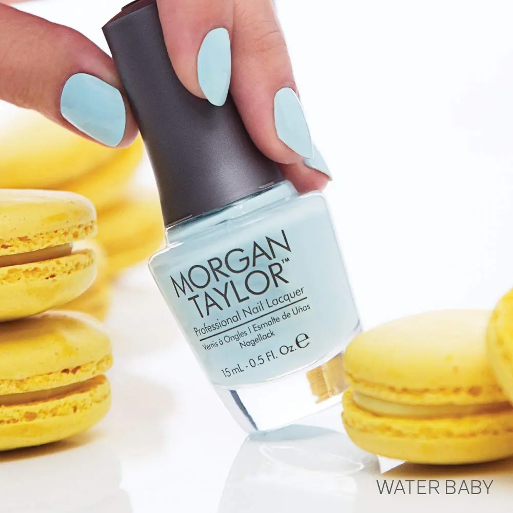 Morgan Taylor Water Baby - Baby Blue Creme, Professional Lacquer, Vibrant, Chip-Resistant, Fast-Drying, Long-Lasting, High-Shine, Perfect for Manicures & Pedicure, 15mL.