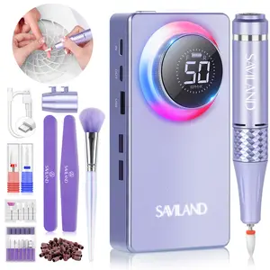 SAVILAND Electric Nail Drill – Professional Portable Rechargeable E-File with 2 Ceramic & 11 Drill Bits for Quick Nail Removal, Perfect Festival Gift