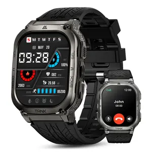KOSPET TANK M3 Smartwatch with Calls 15-Day Battery Life 1.96 AMOLED Display 50M Waterproof for Android iOS Durable Wearable Health Monitor Black Wristwatch, Heart Rate Tracker, Blood Pressure Monitor,New Year Pick