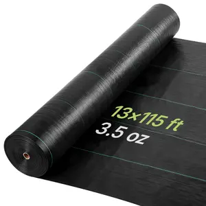 【FathersDayGift】VEVOR Weed Barrier Fabric Heavy Duty, 13x115FT 3.5oz Landscape Fabric, Woven Weed Blocker Fabrics, Garden Fabrics Weeds Barrier, Weeds Control Ground Cover, Geotextile Webbing, Gardening Mat, Black