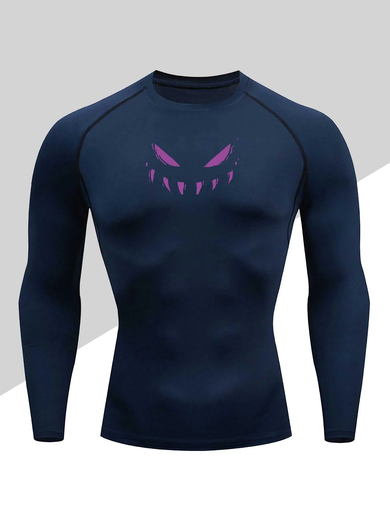 Men's Compression Fitness Shirt, Quick-Dry Long Sleeve Gym Top, Elastic Moisture-Wicking Workout Tee, Breathable Compression Sweatshirt, Casual Fall & Winter Wear