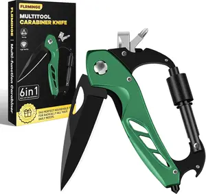 Multitool Carabiner with Pocket Knife, Survival Gear for Camping Hiking，EDC Carabiners Keychain with Folding Knives, Bottle Opener, Window Breaker and Screwdriver, Stocking Stuffers Gifts for Men…