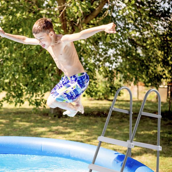 4-Step 52in Above Ground Pool Ladder - 300LB Capacity, Iron Grey Frame & White Steps, Fits Pools up to 52in