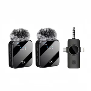 2-Pack Wireless Lavalier Microphone,for iPhone/Android/Camera, 328ft Transmission, 18H Battery Life, Mini Microphone for Record Interview, Vlogs, YouTube