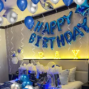 Happy Birthday Balloon Set, 37pcs/set Letter Balloon & Star Balloon & Balloon Ribbon, Balloon Set for Birthday Party, Balloon Party Supplies