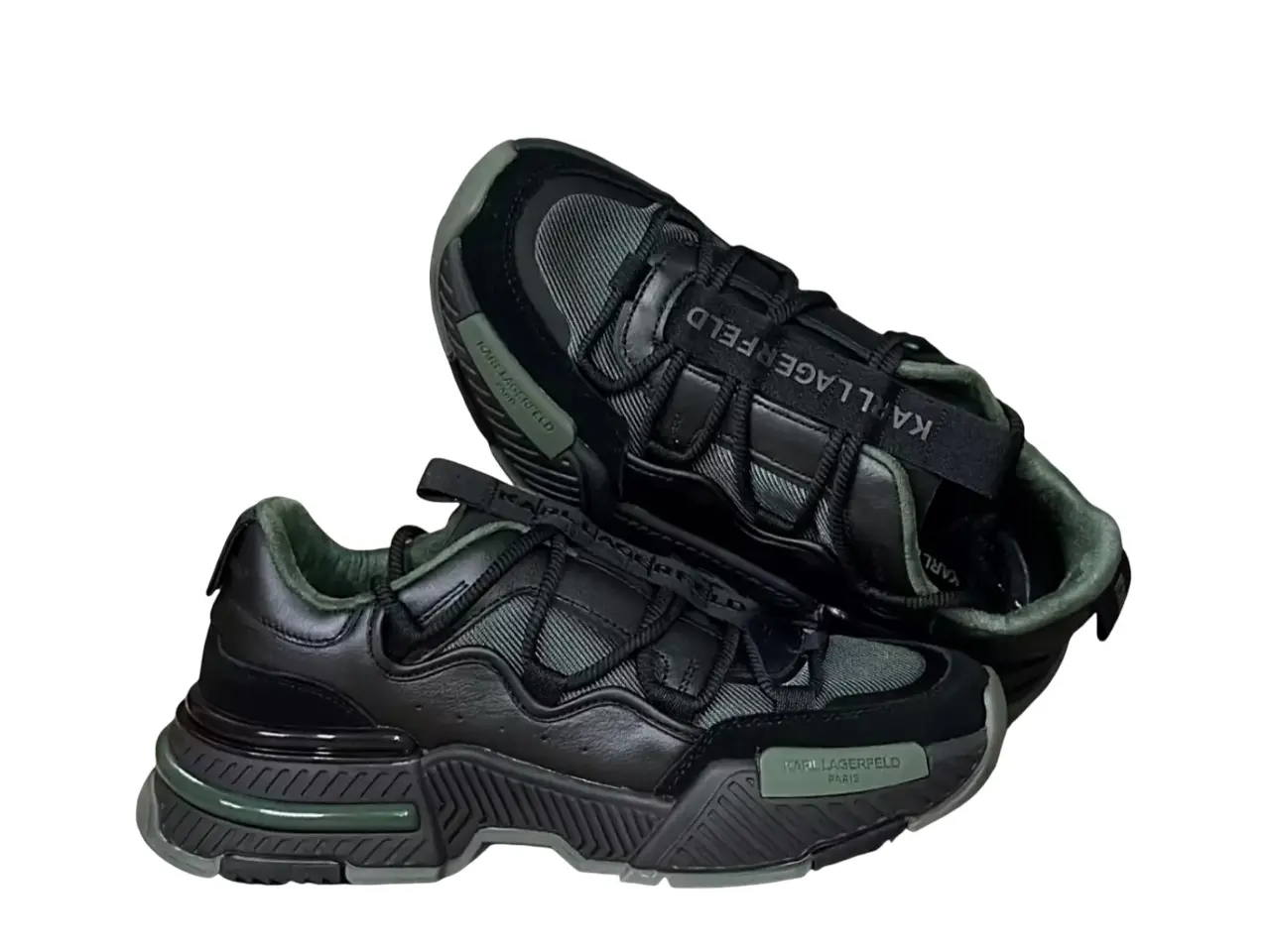 KARL LAGERFELD MENS GREEN FASHION TENNIS SHOE LF4S1055 BKGN