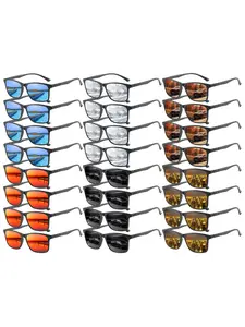 24 pairs of vintage square sunglasses, suitable for both men and women, available in multiple colors, providing UV400 protection to safeguard eye health, and high-quality materials and design enhance the wearing experience, Trendy vintage sunglasses