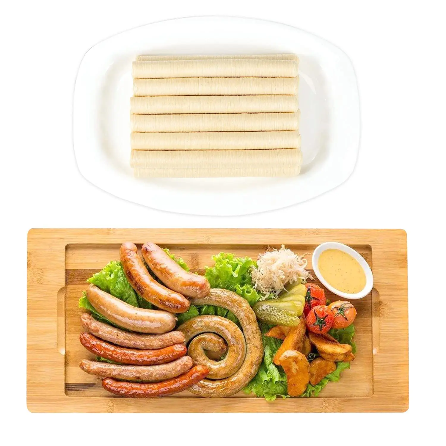 Edible Drying Sausage Casing Collagen Sausage Casings for Flavorous Homemade Sausages 14m/46ft, Diameter 20mm/ 3/4'', 1 Roll