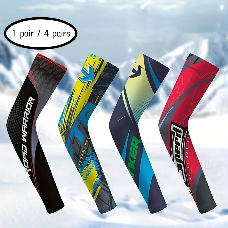 Men's Outdoor Sports Compression Arm Sleeves, Large Size, Ideal for Basketball, Fishing, Cycling, Pack of 1 Pair or 4 Pairs