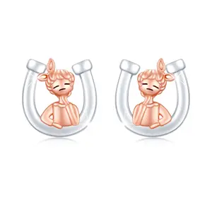 Horse Earrings for Girls S925 Sterling Silver Lucky Horseshoe Stud Earrings Horse Gifts for Women Hypoallergenic Horseshoe Jewelry Gift for Girls