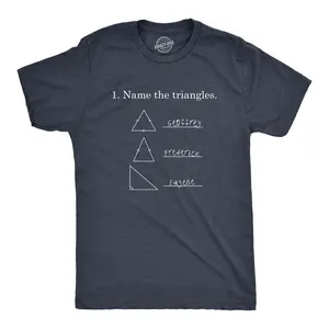 Women's Graphic T-Shirt - Funny 'Name The Triangles' Math Joke Print, Short Sleeve Cotton Blend for Teachers, Simple School & Everyday Wear