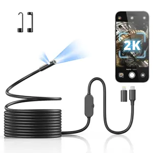 2K Endoscope Camera with Light: 2560P QHD Dual Lens Inspection Borescope with 16.5FT Snake Cable for iPhone & Android, Industrial Scope Automotive Tools for Sewer, HVAC, Plumbing, Mechanic