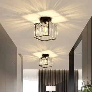 Crystal Ceiling Light Modern K9 Crystal Lamp for Hallway Bedroom Kitchen Living Room Closet Unique Glossy Style E27 Base No Bulb Included