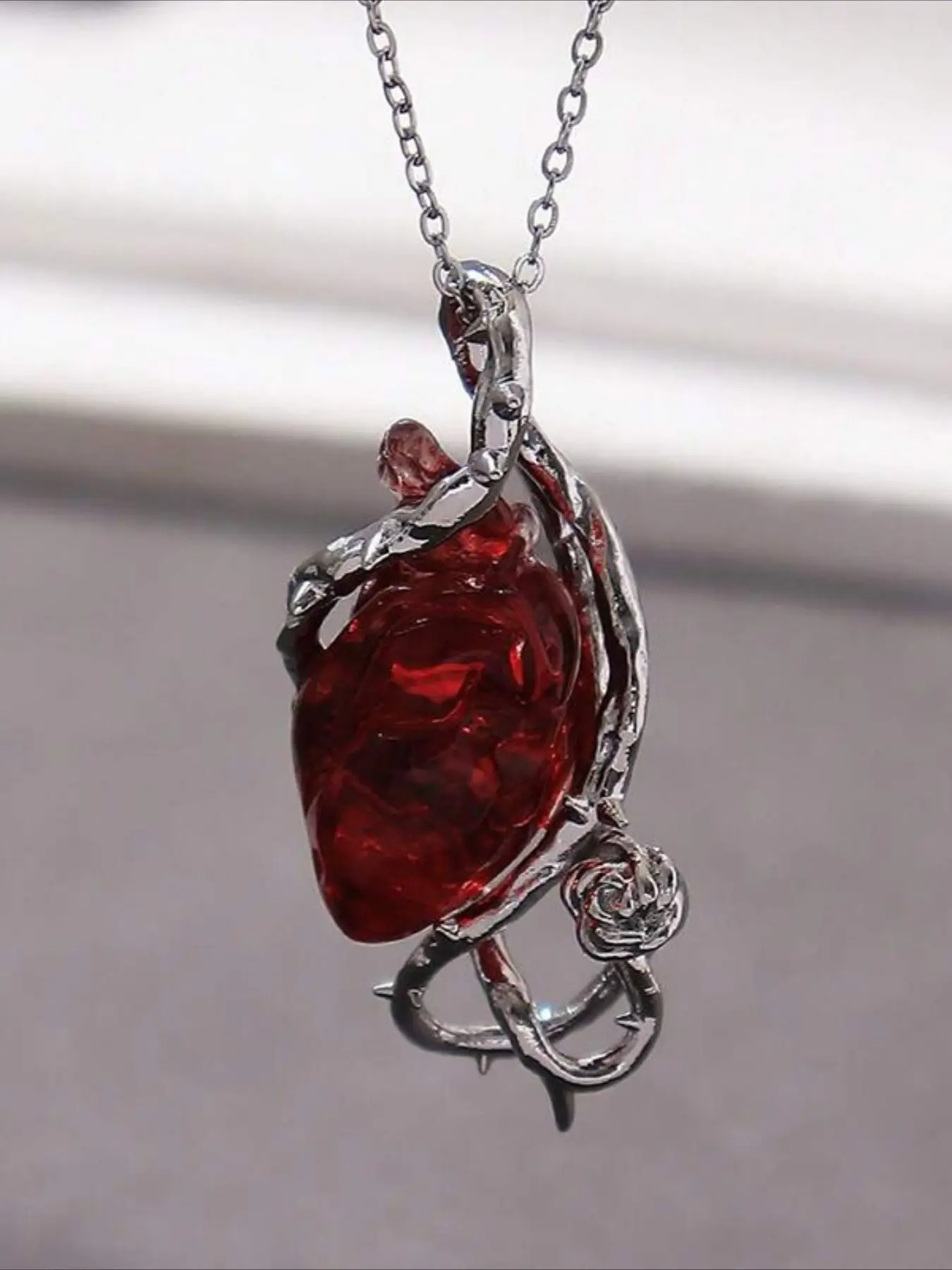 Valentine's Day/Halloween Dark/Gothic Heart Shaped Couple Necklace Design Copper Pendant Necklace Holiday Gift Love Heart Necklace