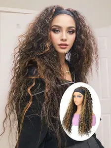 Natural Realistic Heat Resistant Fiber Wig, Suitable for Daily Wear, Halloween, Role Play, Christmas, Synthetic Fiber Wigs, Fashion Girls, 22 Inch Wave Hair, Curly Wigs