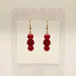 Stardust Scarlet Dangles - Bold Celestial Design with Micro-Crystal Focal Bead & Gold Hooks for Day to Night Wear simple style jewelry