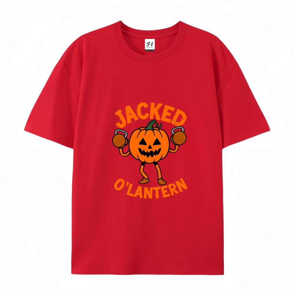 Lightweight Breathable Jacked O'Lantern Pumpkin T-Shirt Oversized Streetwear Tee Funny Summer Workout Top for Menswear