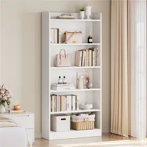 Costoffs Modern 6-Layer Open Shelf Bookshelf, Simple Tall Storage Organizer with Open Top for Study & Home Office