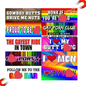 10Pcs Funny LGBT Magnetic Car Stickers Set Rainbow Pride Bumper Decals for Car Truck Laptop Luggage Window Waterproof Colorful Vinyl Car Accessories Unique Prank Stickers