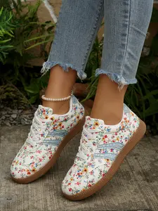 2026 Summer New Floral Training Shoes for Women, Low Top Lace-Up Soft Sole Casual Sneakers, Breathable Anti-Slip Comfortable Walking Shoes, Casual Fashion Shoes