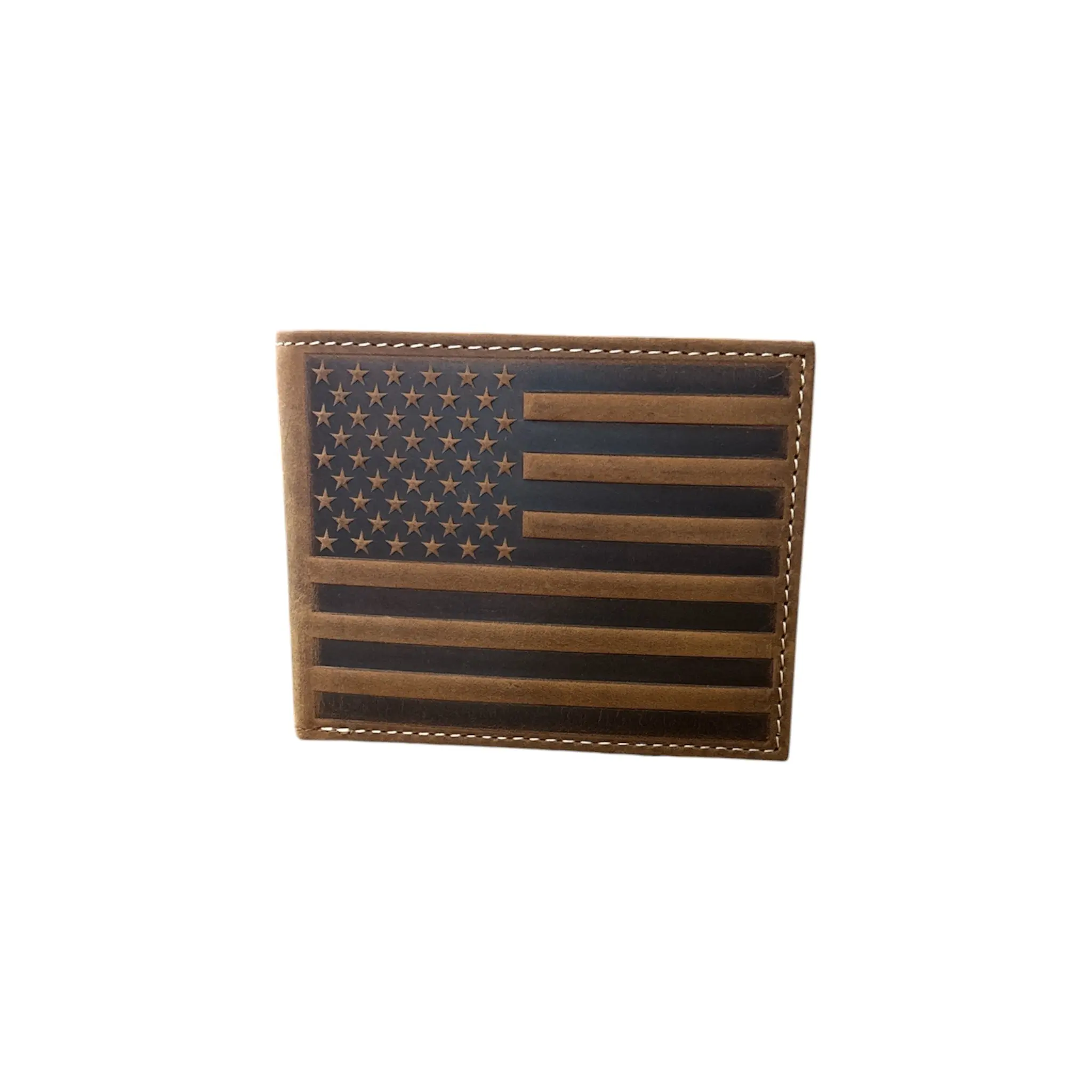 Nocona Men's Bifold Wallet - American Flag Embossed, Cowhide Leather, Men's Accessories, Brown, Dark, Compartmented Men's Wallets, Mens Wallet, Cowboy Men's Wallets