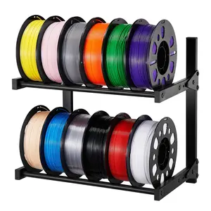Summervibes VEVOR Wall Mount Printer Filament Storage Rack, 2-Tier Wall Bracket Storage Shelf, Rolling Filament Spool Holders Racks with Wheels, Filaments Organzied for 3D Printing Studio, Workshop (Shelf Only)