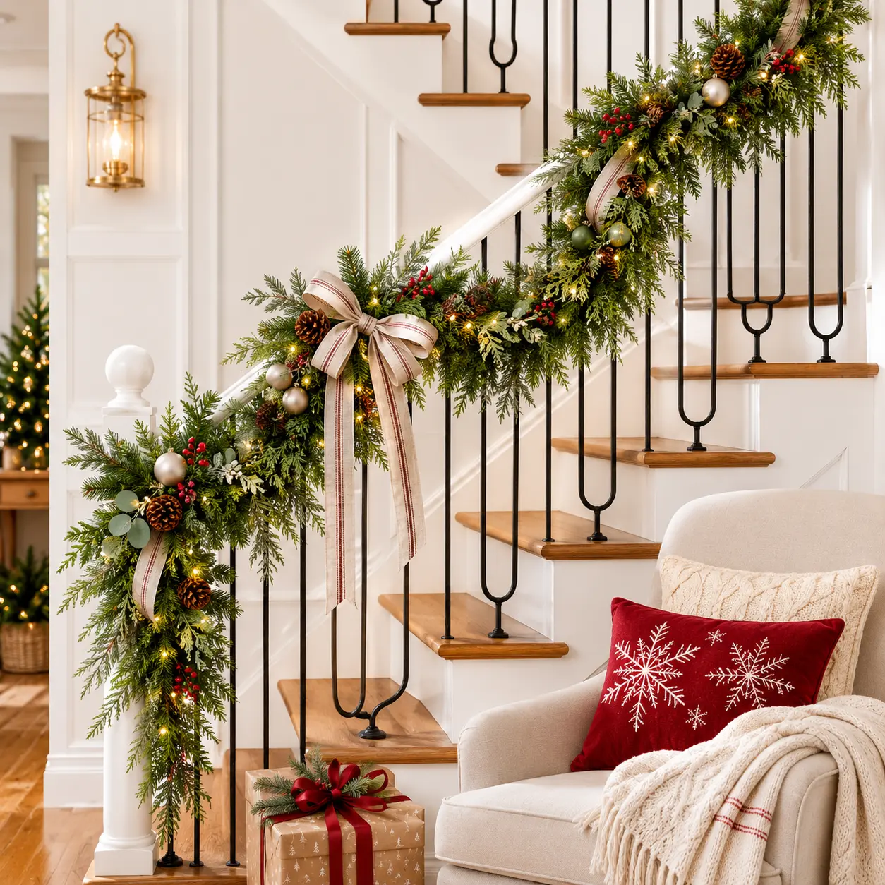 GL20-1 Premium Garland: 6 FT 1 Pc Artificial Cedar Garlands, Real Touch Winter Cedar Garland, Green Artificial Greenery Pine Garland for Table, Mantelpiece, Wall, Indoor, Outdoor Christmas Decorations
